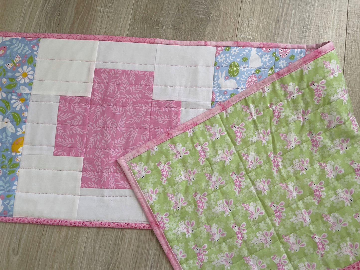 Quilted Table Runner, Quilted Easter Table Runner, Modern Cross Spring Table Runner, 12 x 48 inches