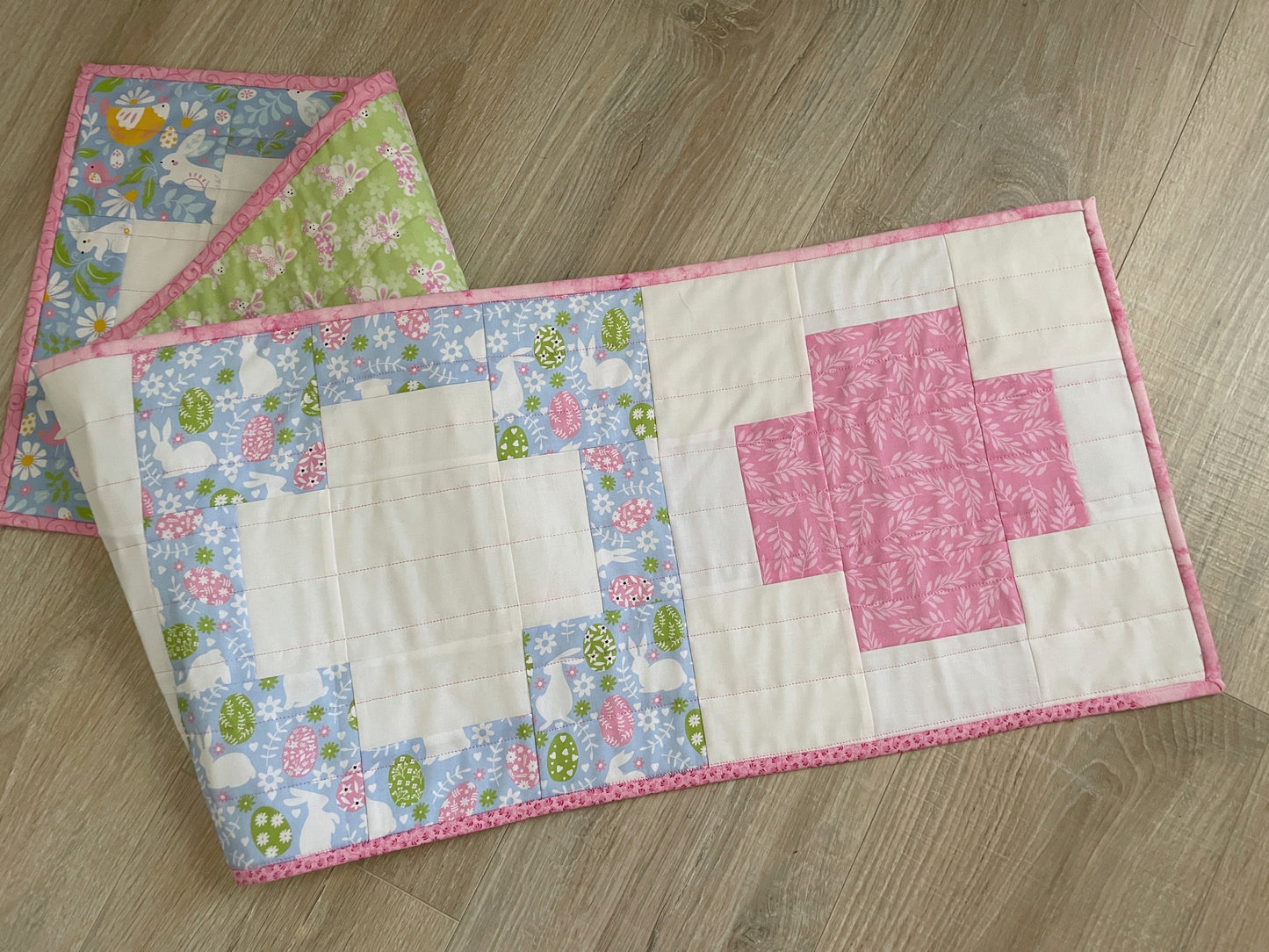 Quilted Table Runner, Quilted Easter Table Runner, Modern Cross Spring Table Runner, 12 x 48 inches