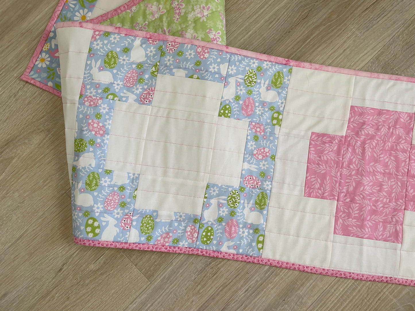 Quilted Table Runner, Quilted Easter Table Runner, Modern Cross Spring Table Runner, 12 x 48 inches