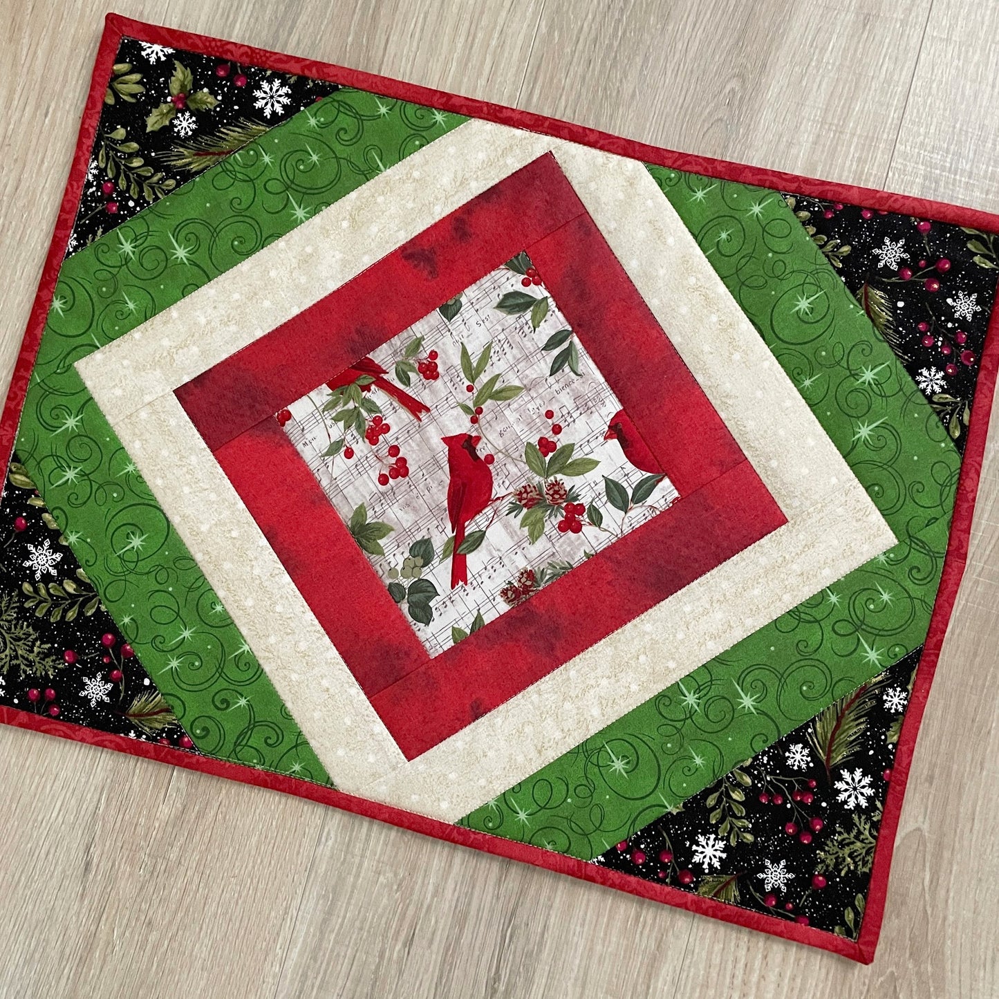 Handmade Quilted Casserole Hot Pad, Scrappy Oversized Christmas Kitchen Potholder