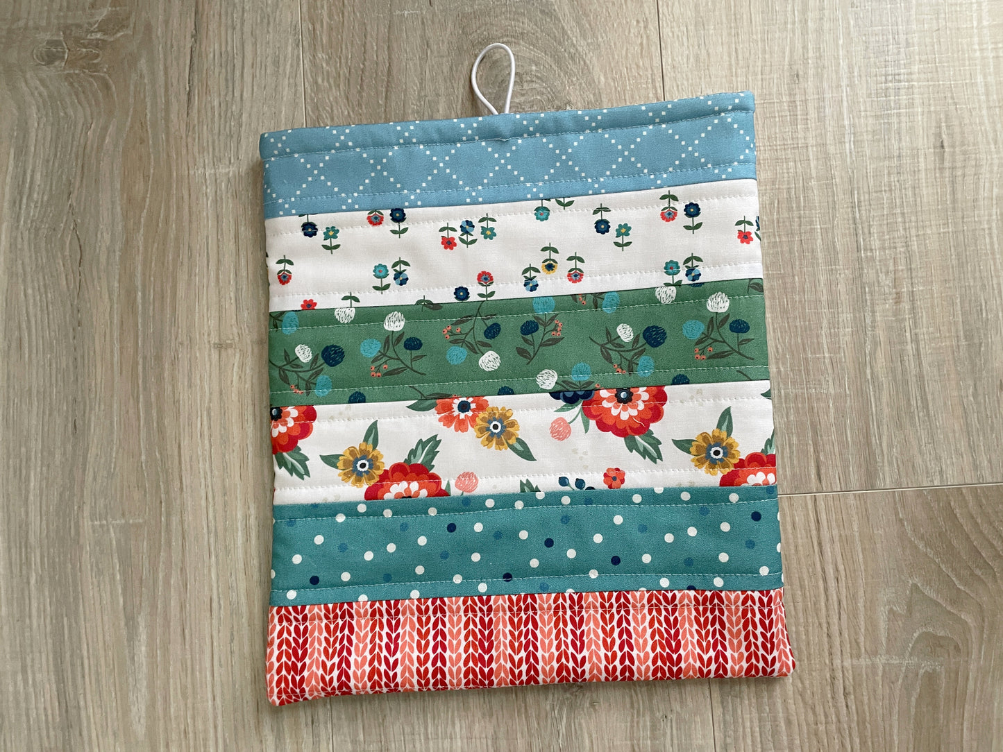 Handmade Quilted Book Cover, Patchwork Sleeve with Button Closure, Reading Gift