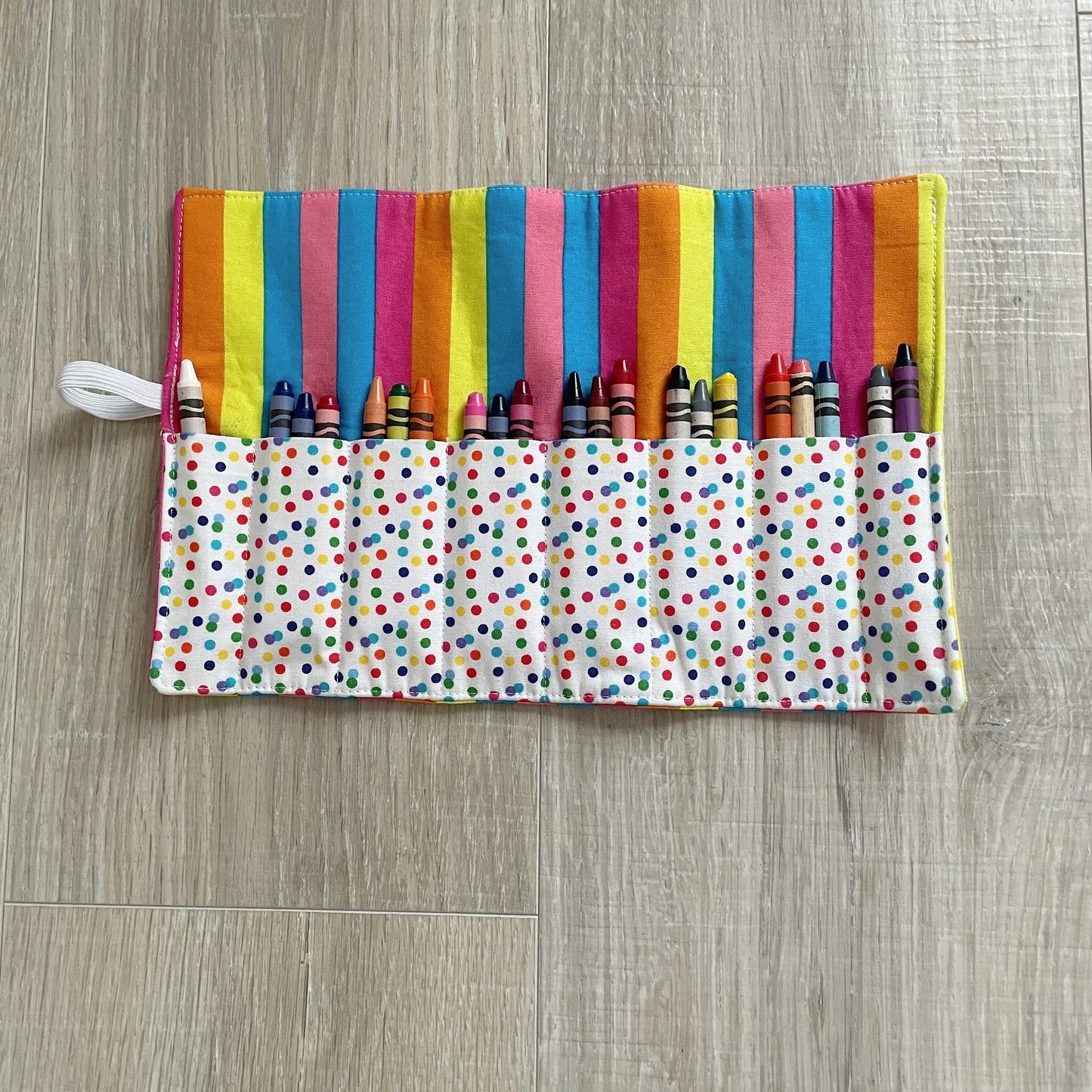 Colorful Confetti Dots Crayon Rollup with Included Crayons