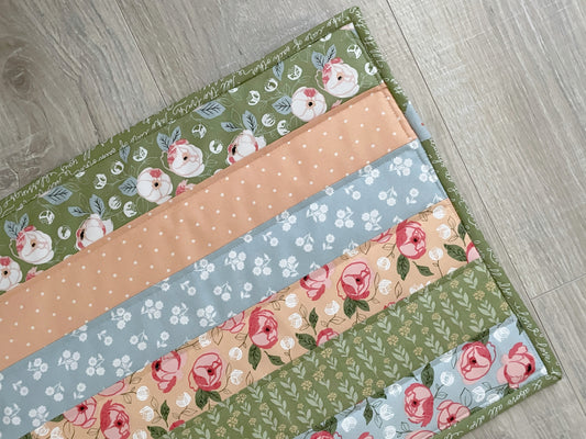 Handmade Casserole Hot Pad, Quilted Floral Kitchen Decor, Oversized Kitchen Potholder, Shabby Chic Table Topper