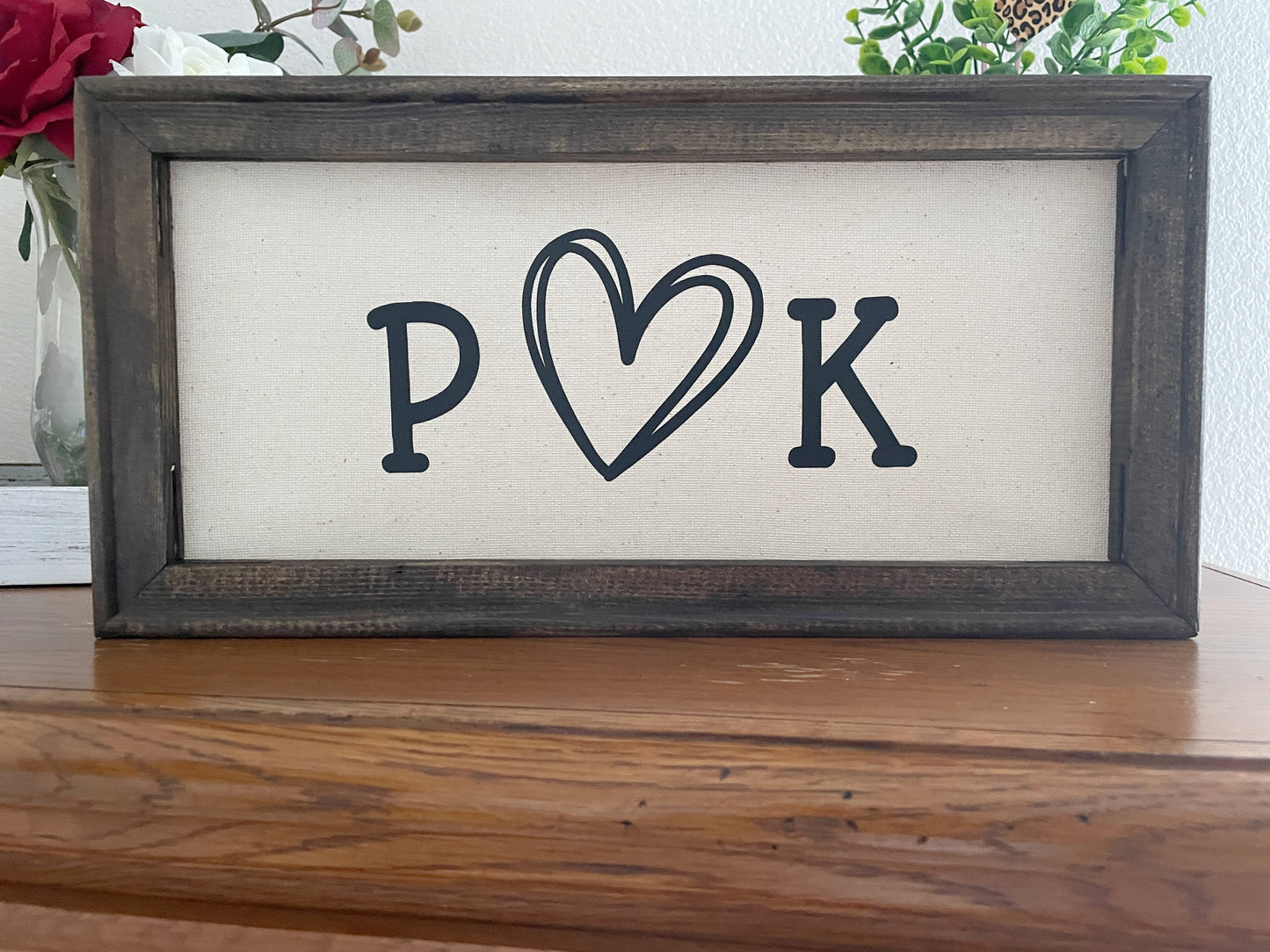 Personalized Couple Initials and Heart Wooden Sign