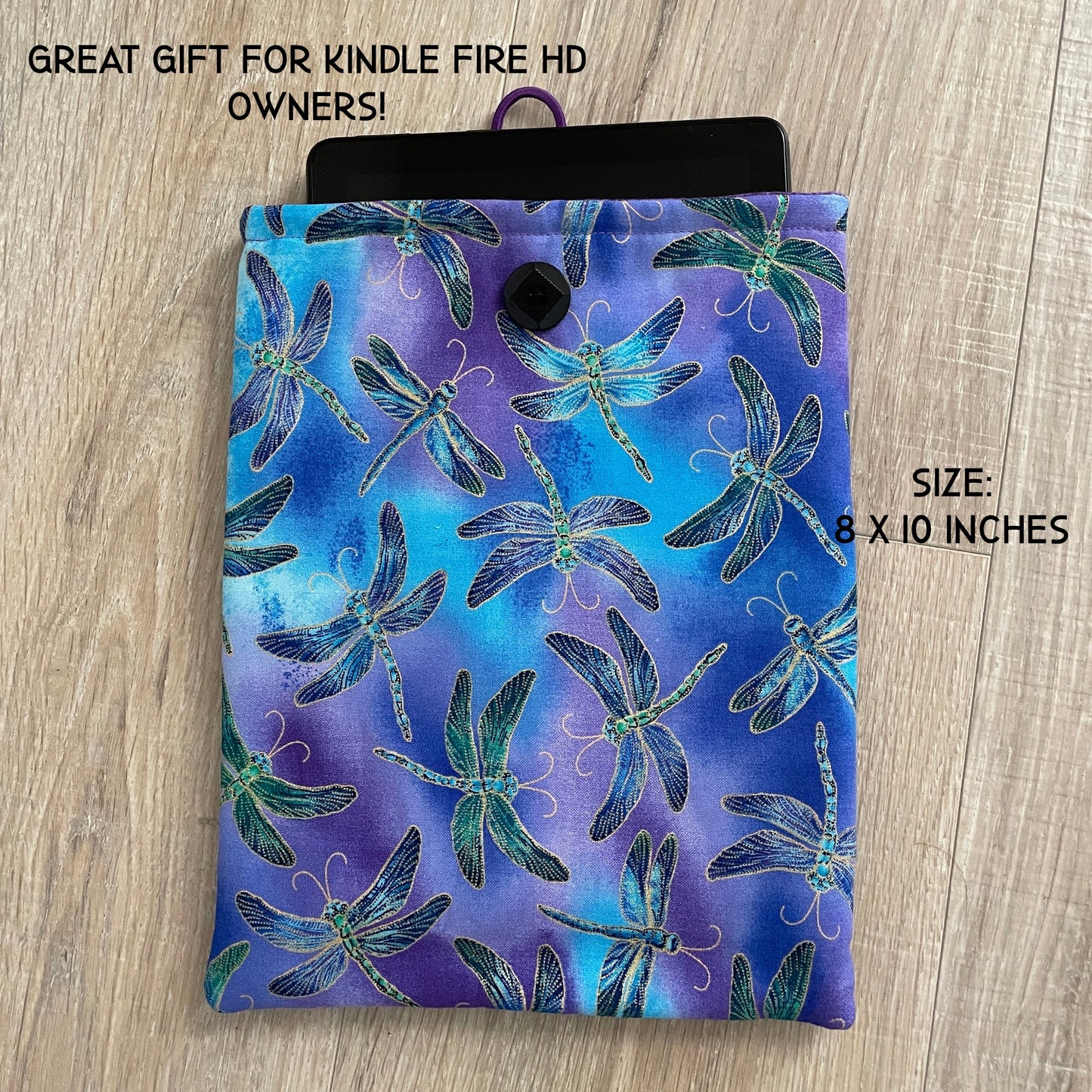 Book Sleeve for Books or Tablets, Padded Dragonflies Bible Cover