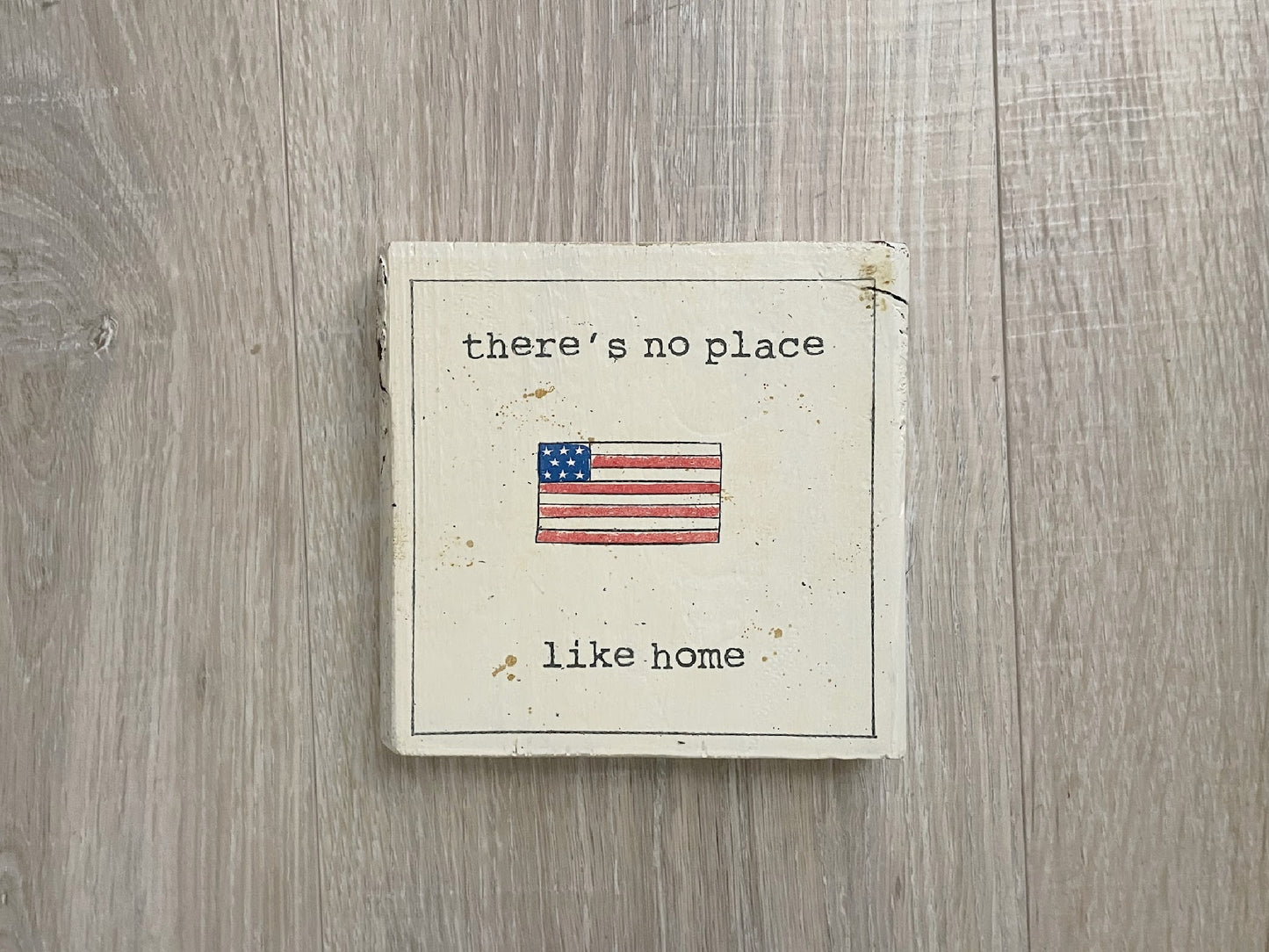 Patriotic Wood Block Sign, Tier Tray Shelf Sitter American Flag Home Decor