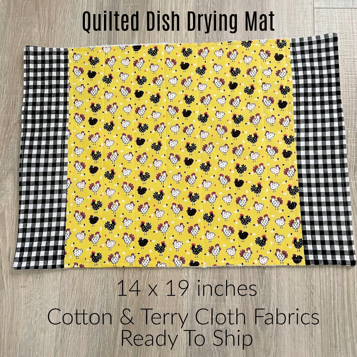 Dish Drying Mat for Kitchen Counter Highly Absorbent Dish Mat for Drying Dishes, 14 x 19 Inches, Farmhouse Decor