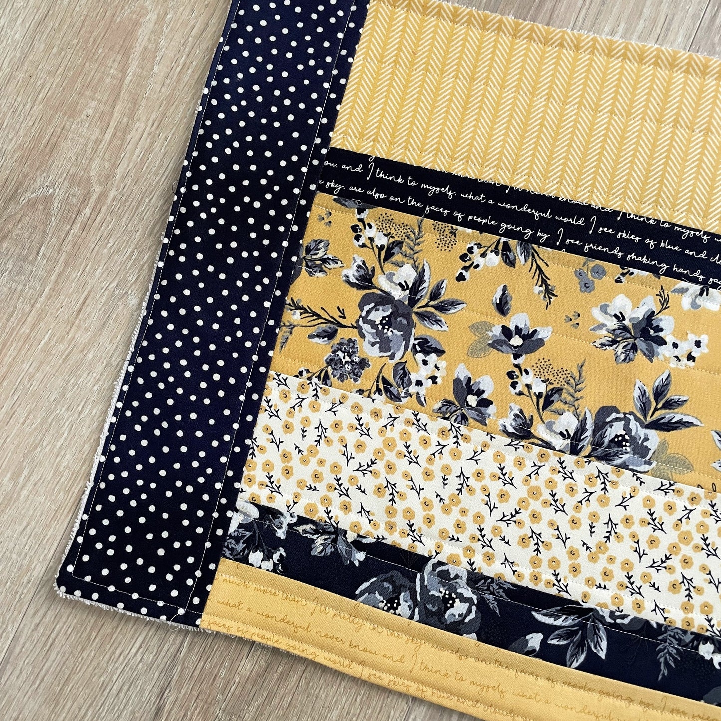 Dish Drying Mat - Navy and Yellow Farmhouse Decor