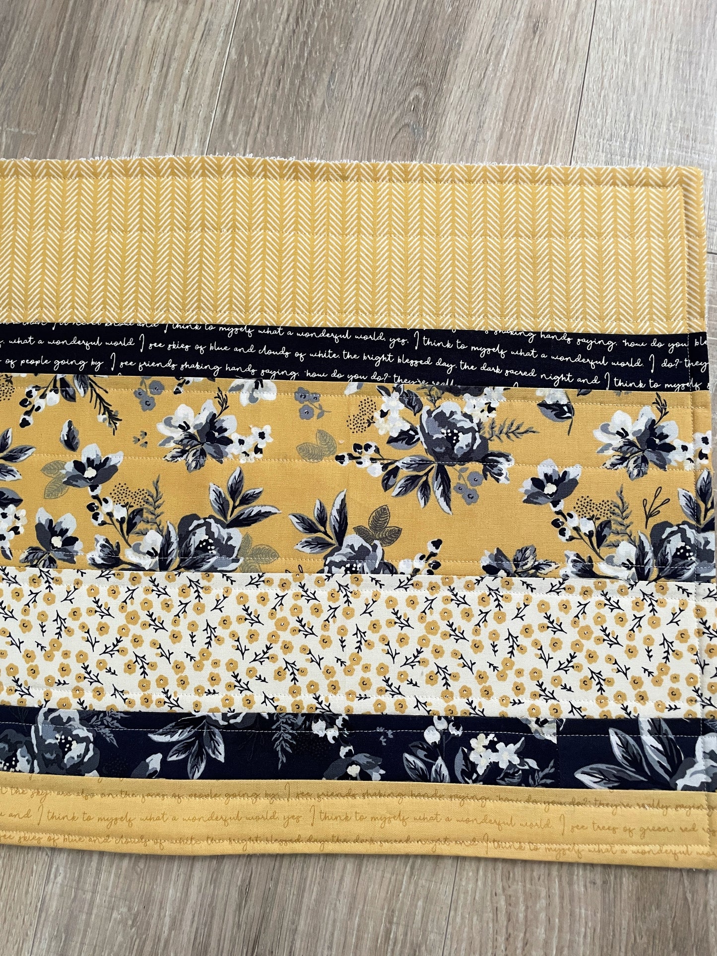 Dish Drying Mat - Navy and Yellow Farmhouse Decor