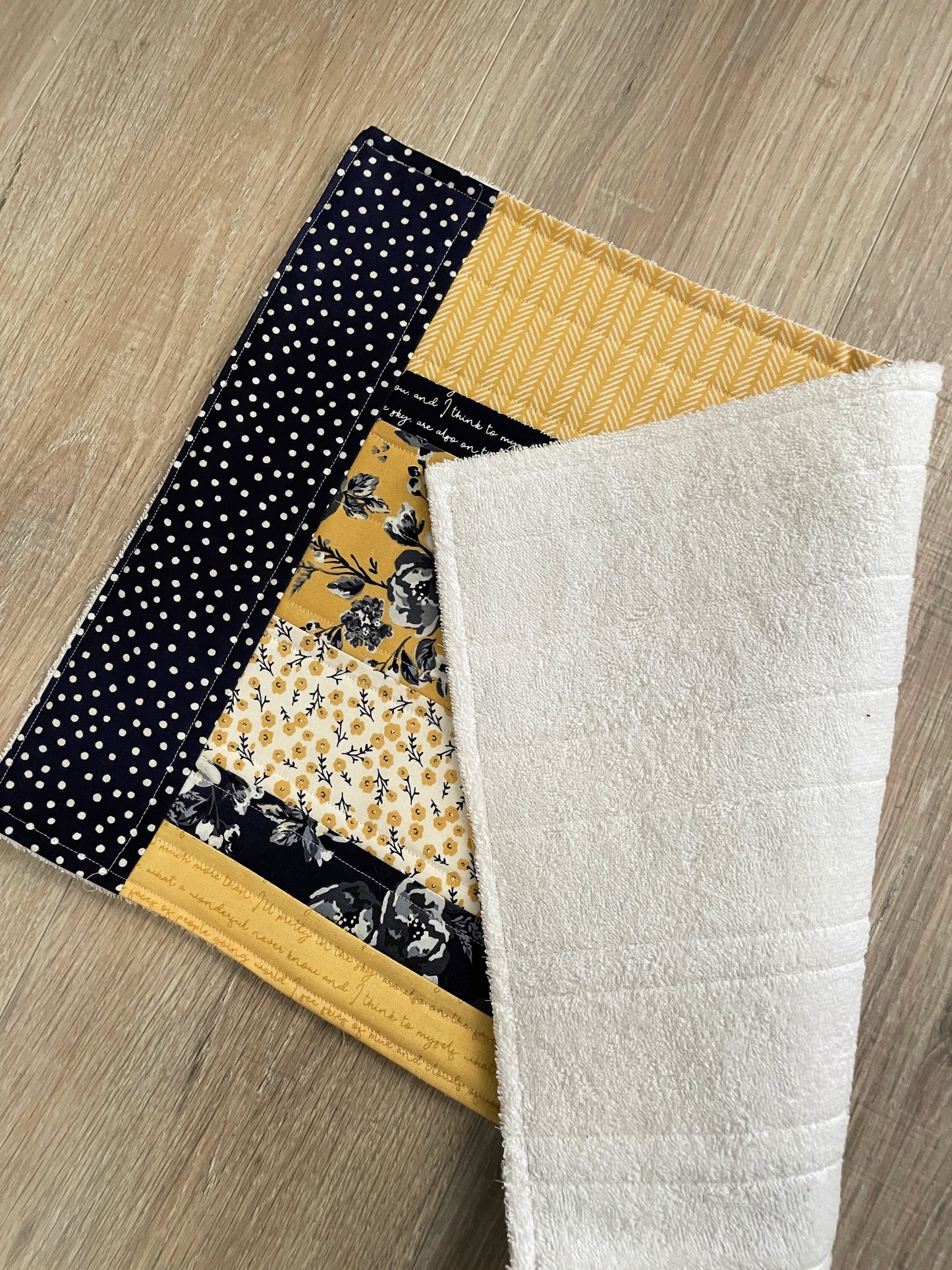 Dish Drying Mat - Navy and Yellow Farmhouse Decor