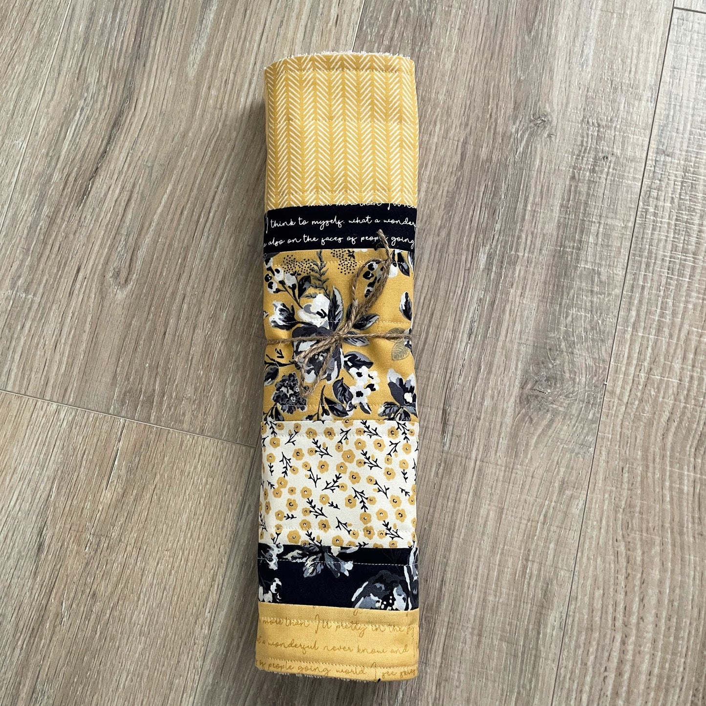 Dish Drying Mat - Navy and Yellow Farmhouse Decor