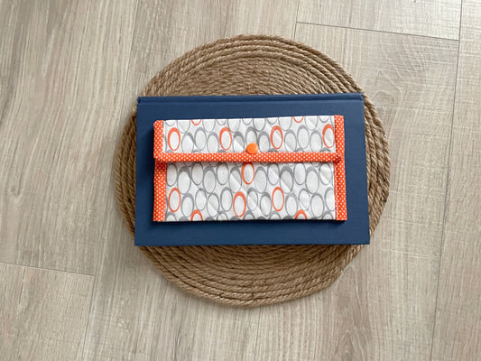 Orange & Gray Retro Print Eyeglass Case