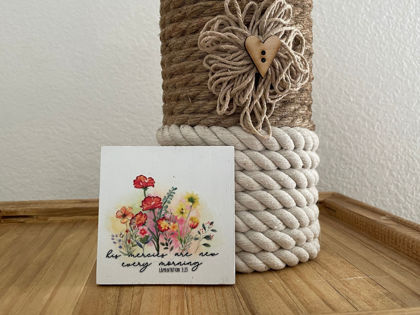 Christian Tiered Tray Decor, Religious Mini Wooden Signs