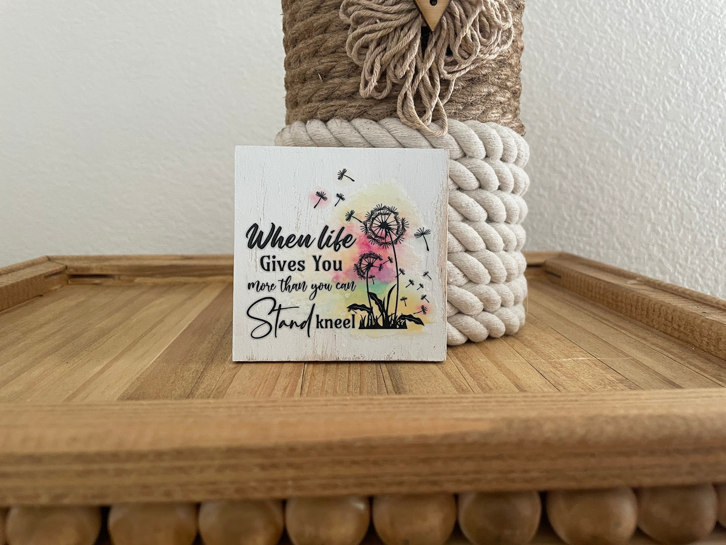 Christian Tiered Tray Decor, Religious Mini Wooden Signs