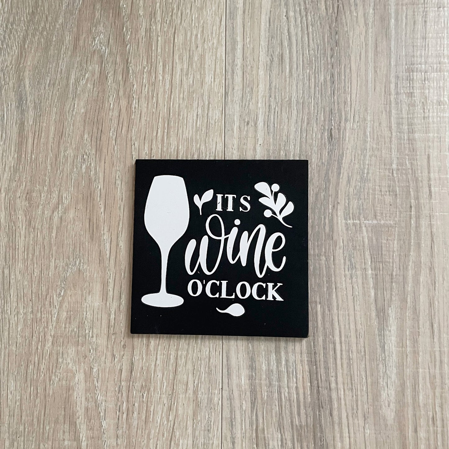 Funny Wine Coasters Set: Black & White Painted Wood with Cork Backing