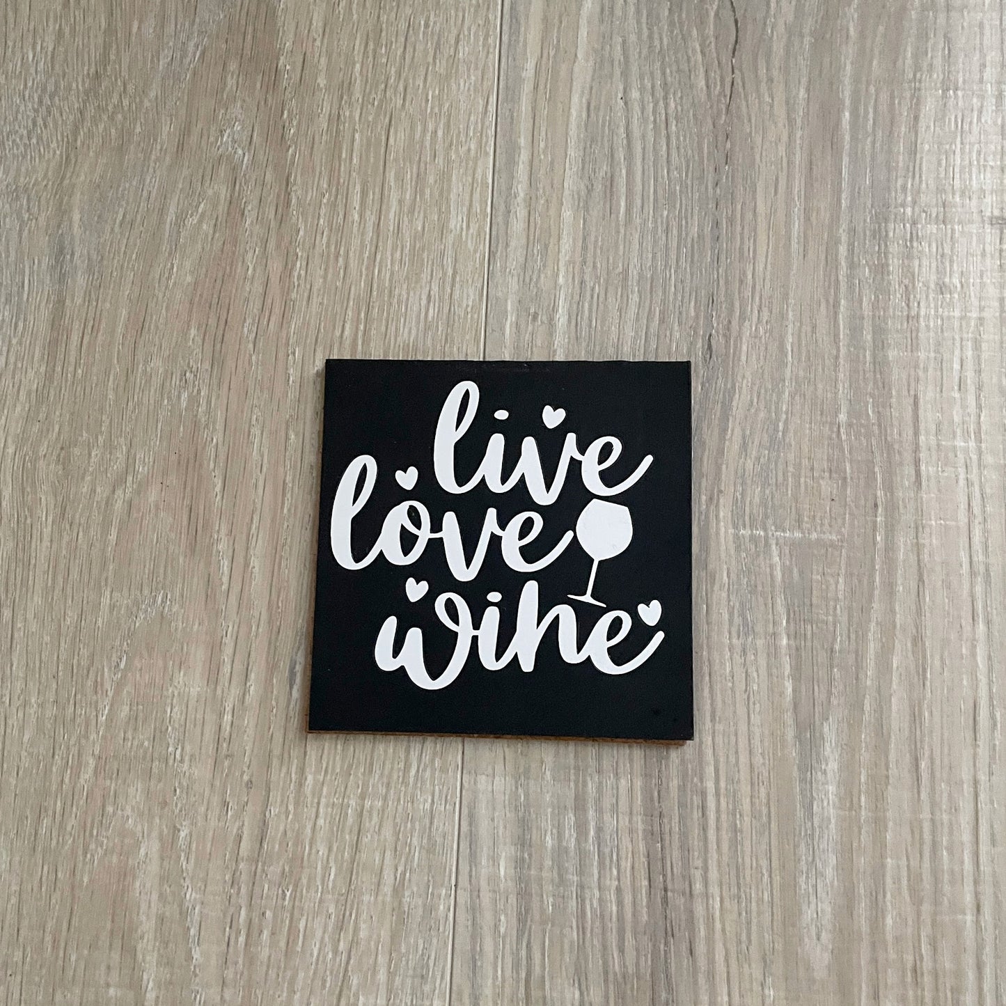 Funny Wine Coasters Set: Black & White Painted Wood with Cork Backing