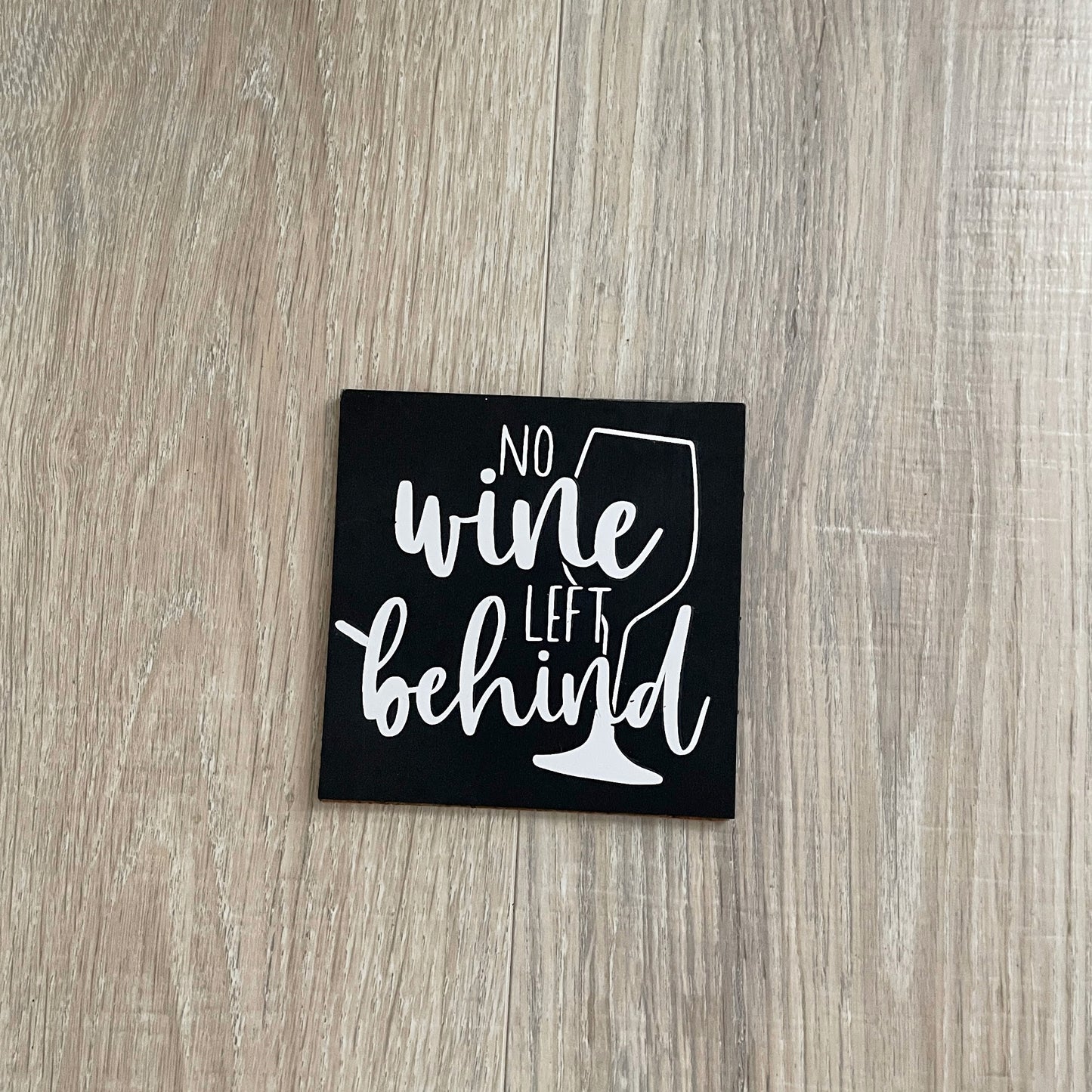 Funny Wine Coasters Set: Black & White Painted Wood with Cork Backing