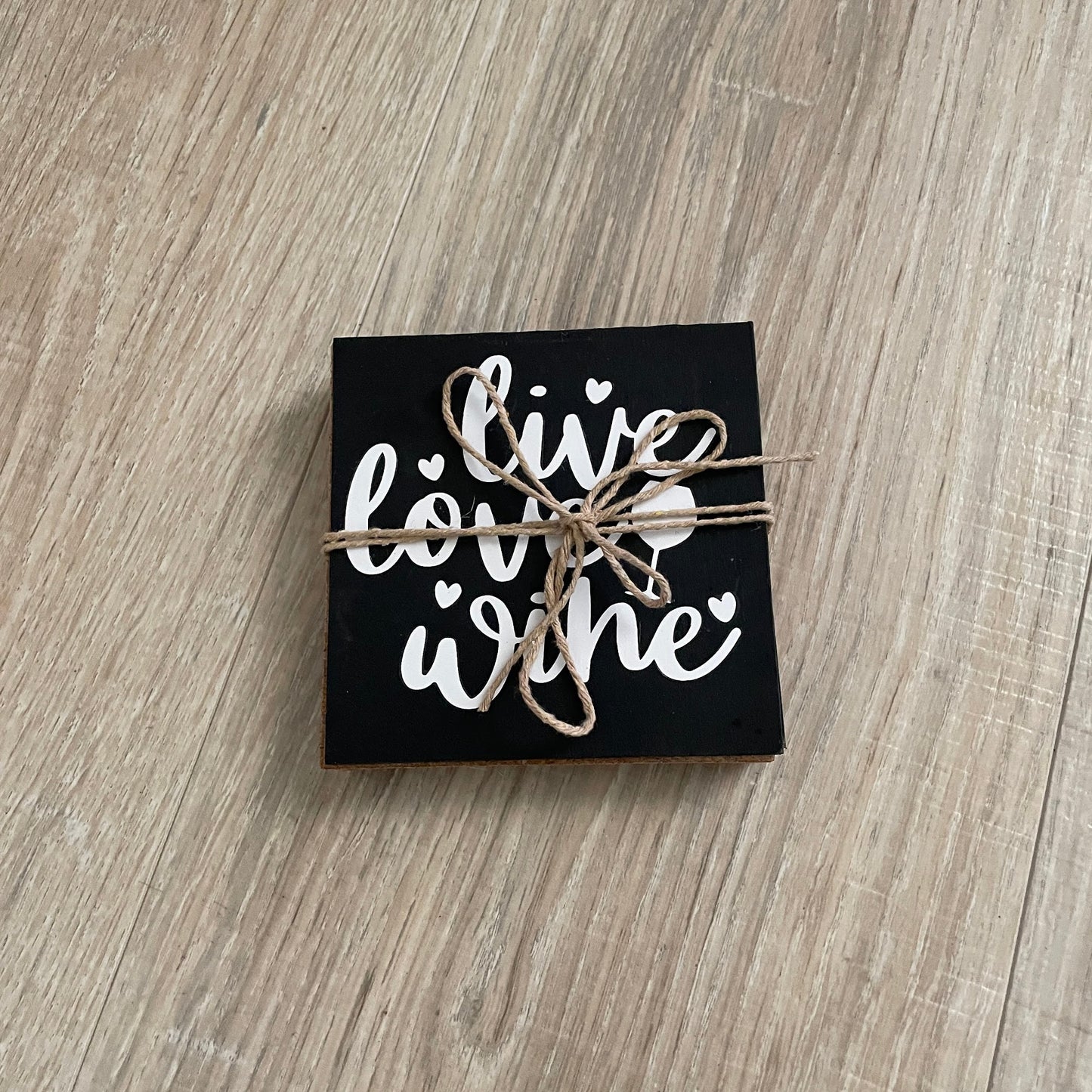 Funny Wine Coasters Set: Black & White Painted Wood with Cork Backing
