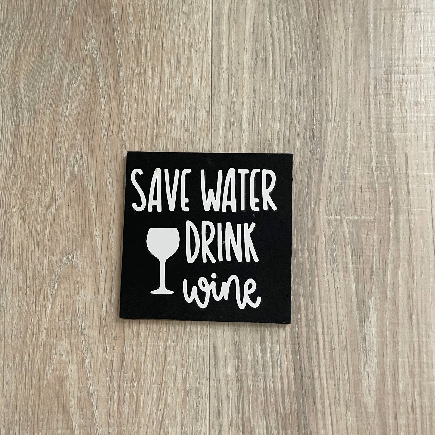 Funny Wine Coasters Set: Black & White Painted Wood with Cork Backing