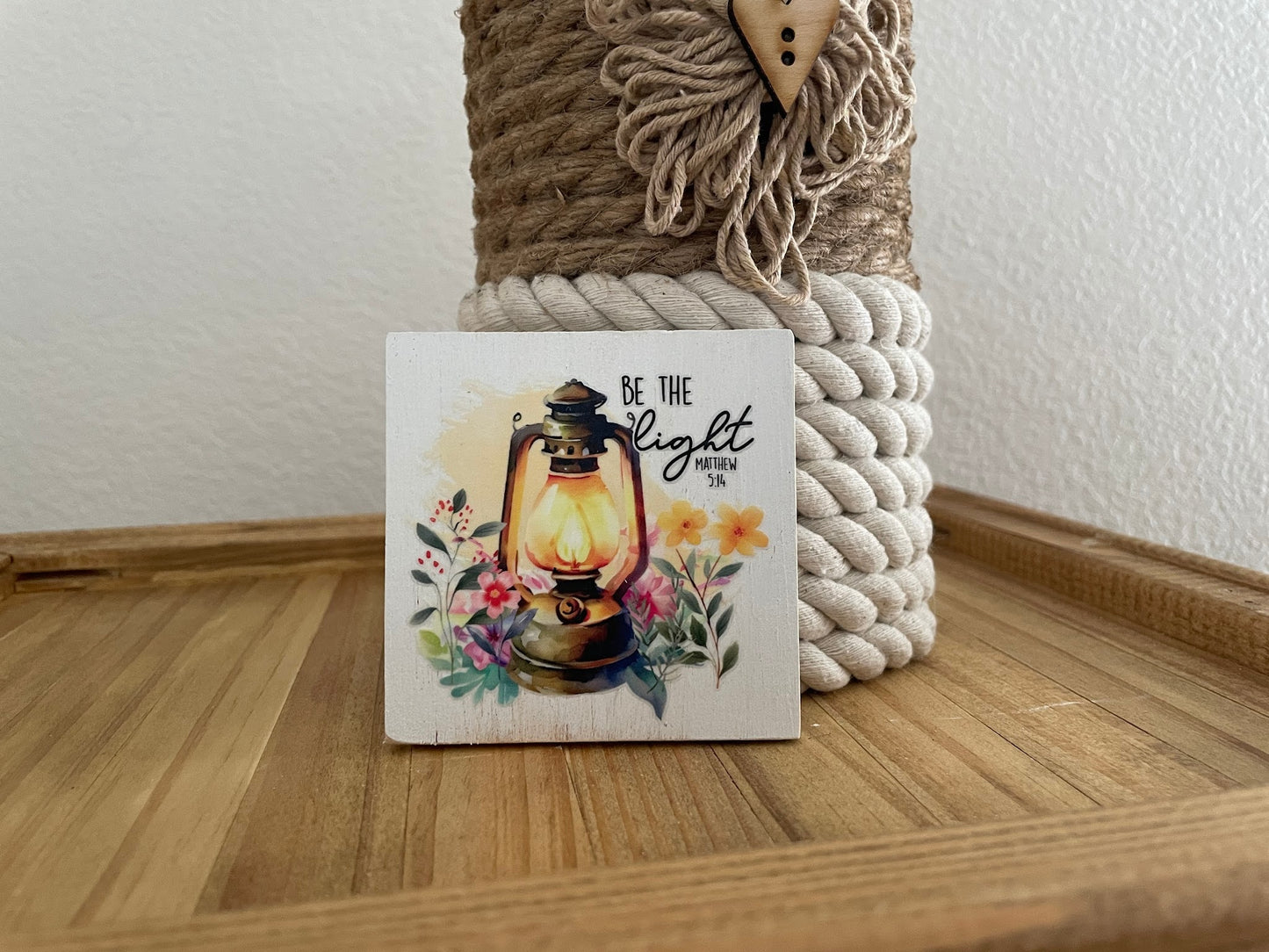 Christian Tiered Tray Decor, Religious Mini Wooden Signs