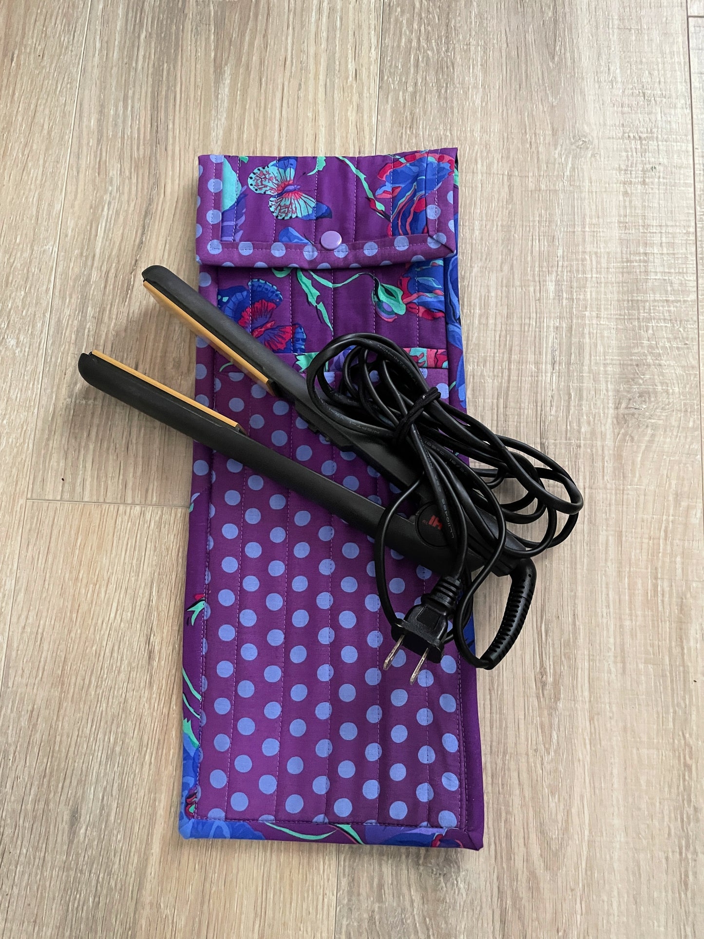 Handmade Flat Iron Bag, Quilted Heat Resisted Curling Iron Case