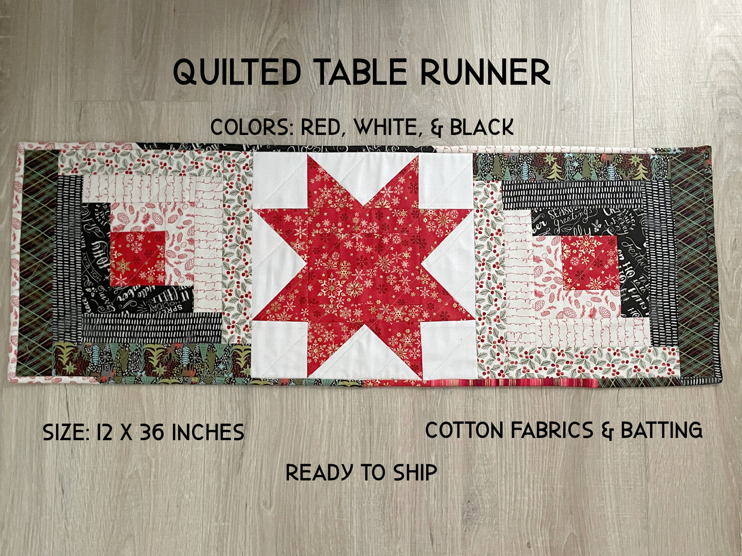 Quilted Table Runner, Christmas Table Centerpiece Decor