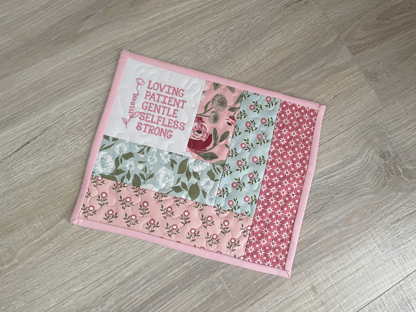 Floral Quilted Mug Rug: Shabby Chic Cotton Mom Gift