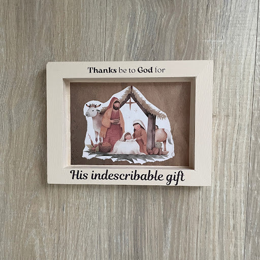 Mini Wood Sign, Mantle Decor, Shelf Sitter, Nativity Manger Scene, Tiered Tray Decor, Small Rustic Christmas Sign