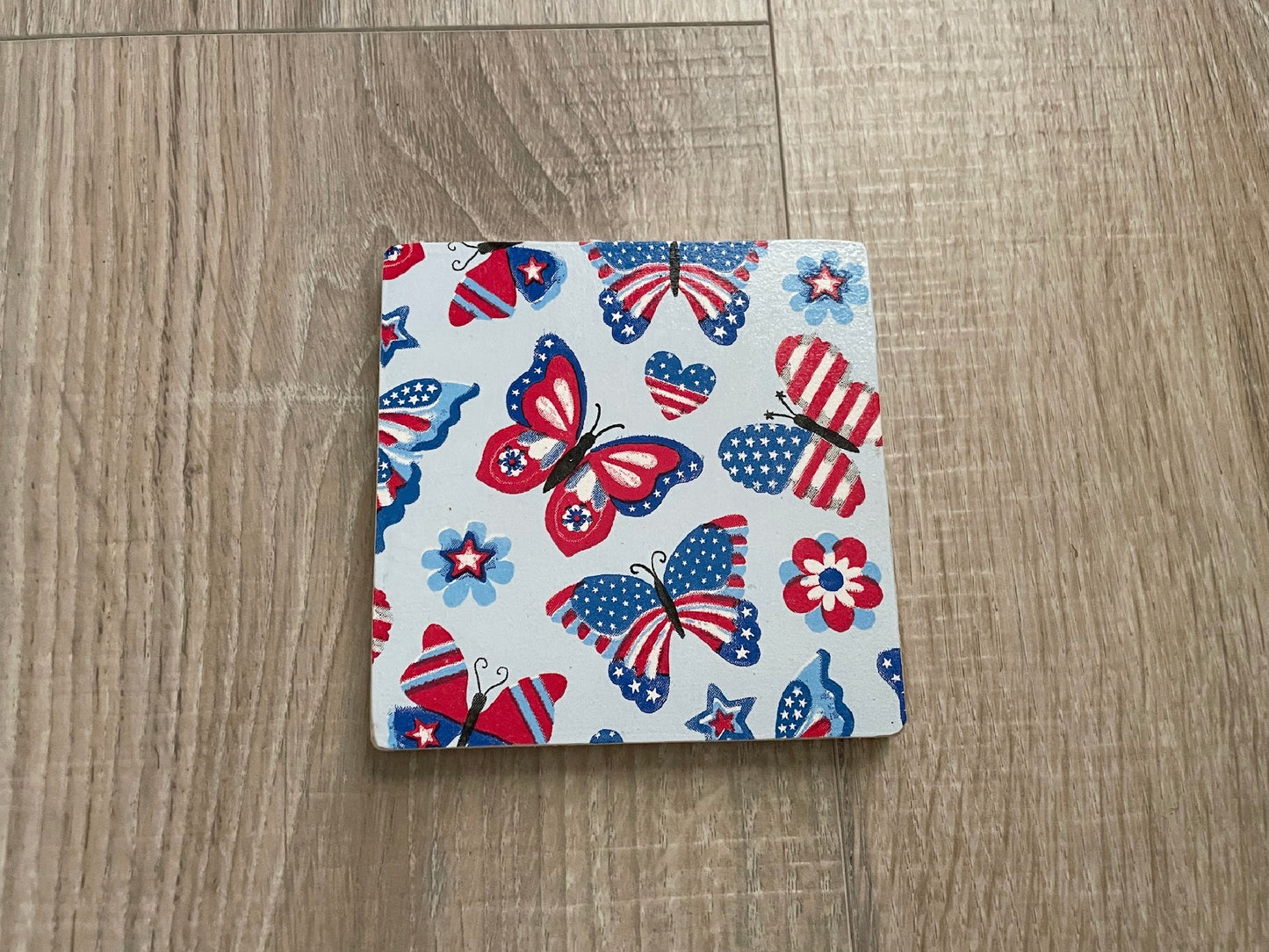 Patriotic Wood Coaster Gift, Set of 4 Handmade Wooden Coasters