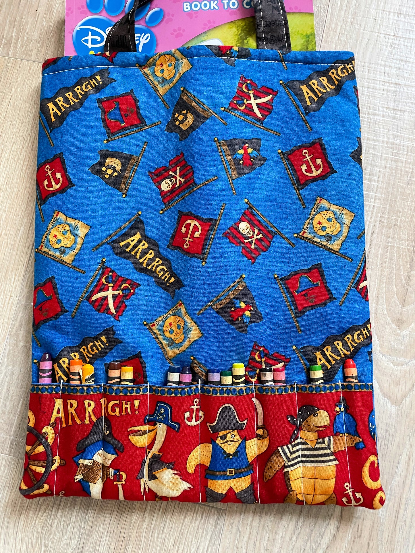 Kids Activity Tote Bag with Crayons, Pirate Adventure