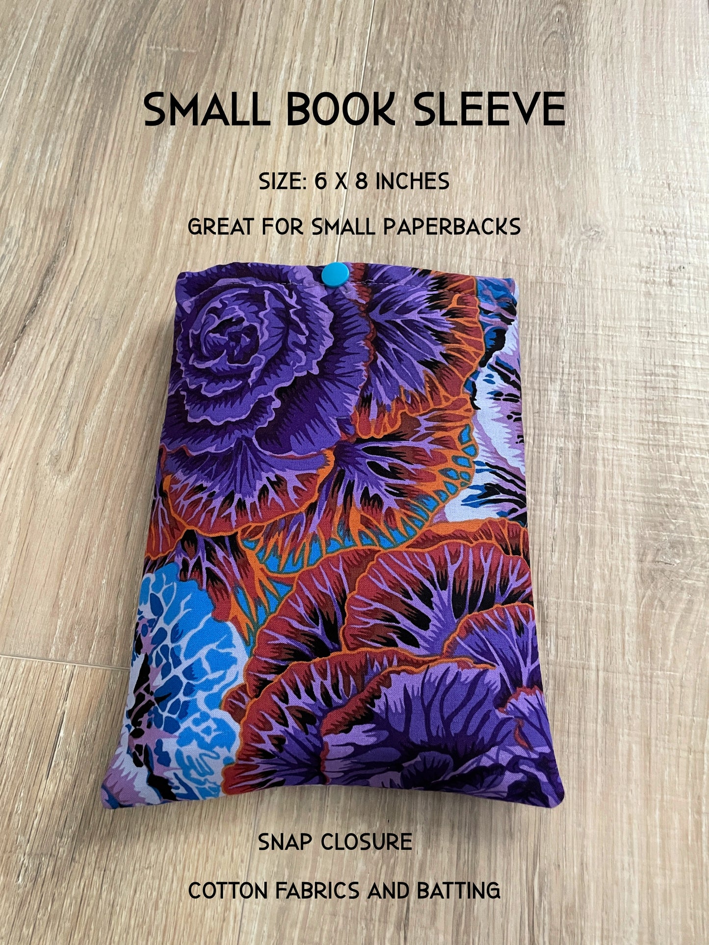Fabric book cover, Book Sleeve, Book Jacket, Small Book Cover, Book Gift, Book Pouch, Book Lover Gift, Book Protector, Purple Florals