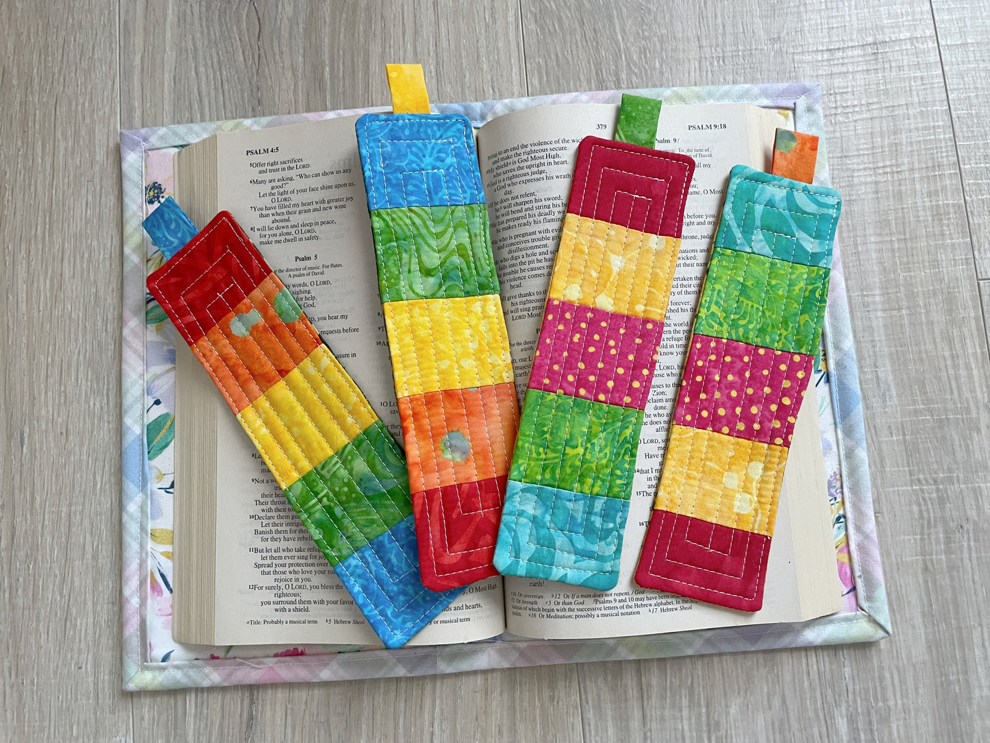 Handmade Quilted Bookmarks, Set of 4 Scrappy Bookmark Gift for Book Lovers