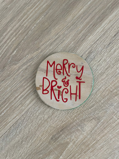 Christmas Coasters, Set of 6 Wooden Holiday Coasters