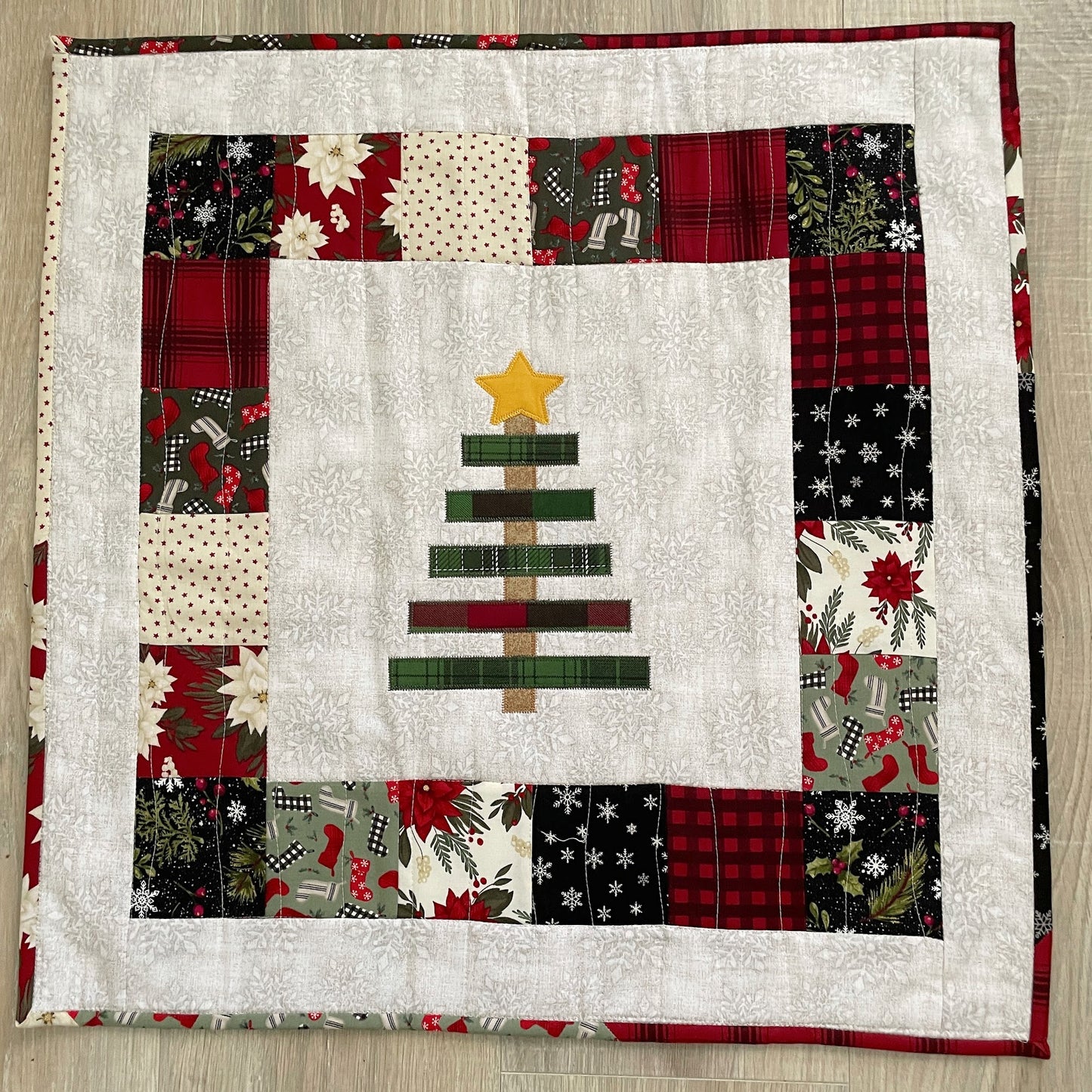 Quilted Rustic Holiday Decor: Table Topper or Wall Art, Handmade