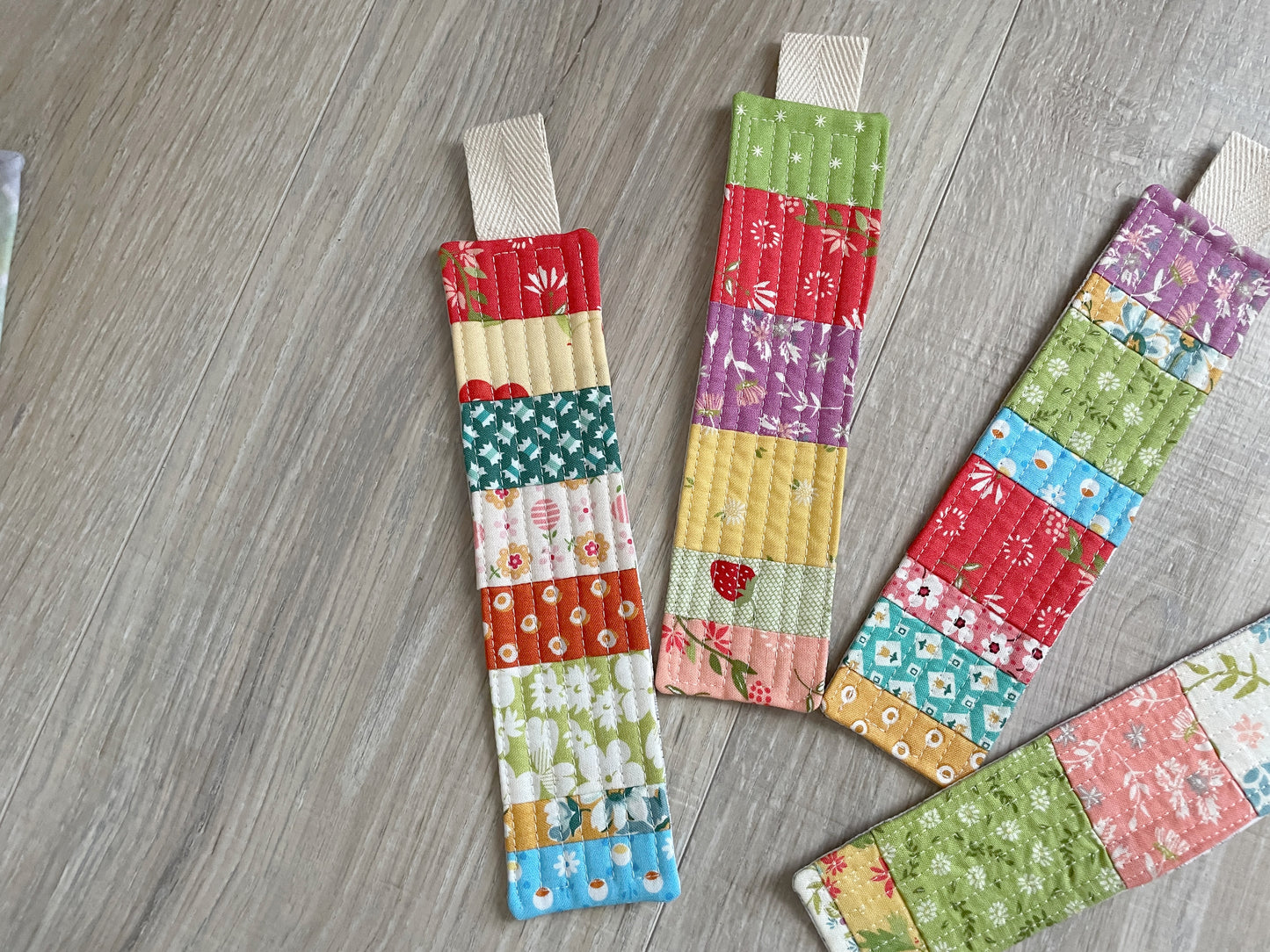 Handmade Quilted Bookmarks, Set of 4 Scrappy Bookmark Gift for Book Lovers