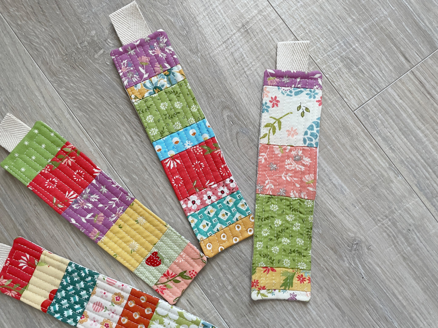 Handmade Quilted Bookmarks, Set of 4 Scrappy Bookmark Gift for Book Lovers
