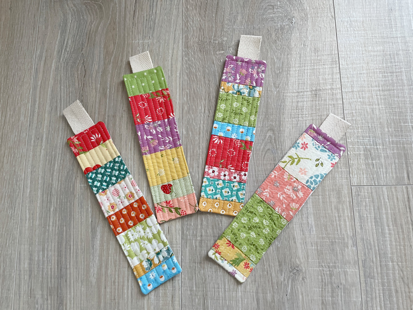 Handmade Quilted Bookmarks, Set of 4 Scrappy Bookmark Gift for Book Lovers