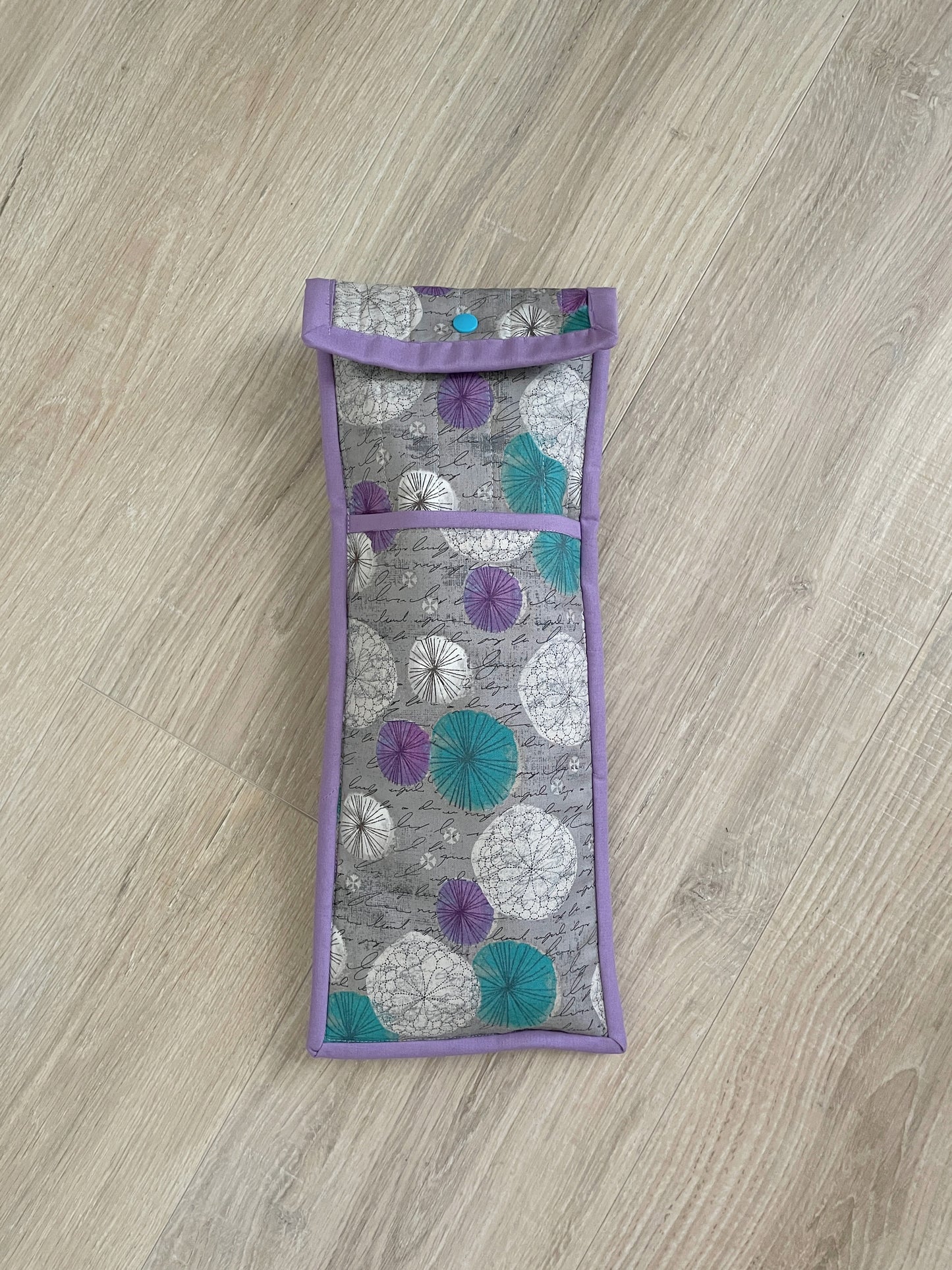 Handmade Flat Iron or Curling Iron Holder, Purple and Teal Spirographs