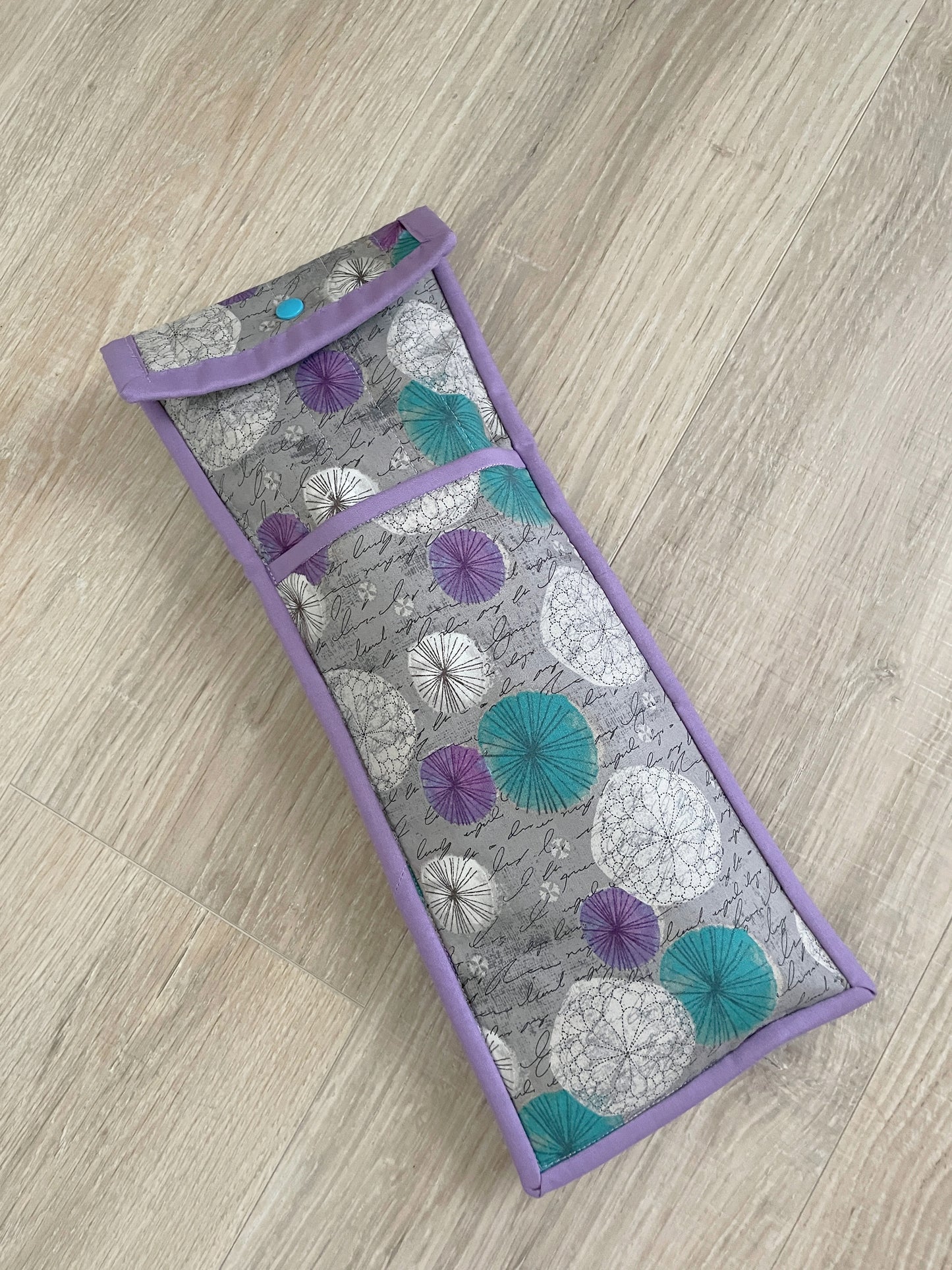 Handmade Flat Iron or Curling Iron Holder, Purple and Teal Spirographs
