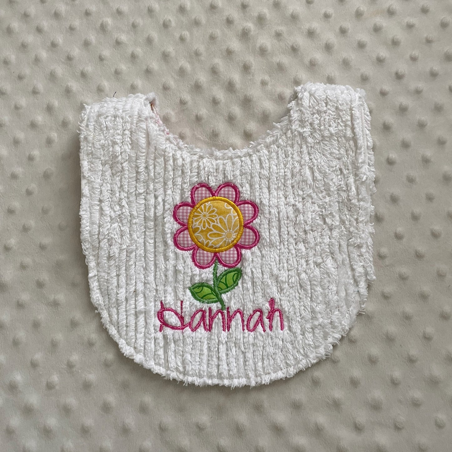 Handmade Baby Girl Gift - Personalized Bib and Burp Cloth in Pastel Florals