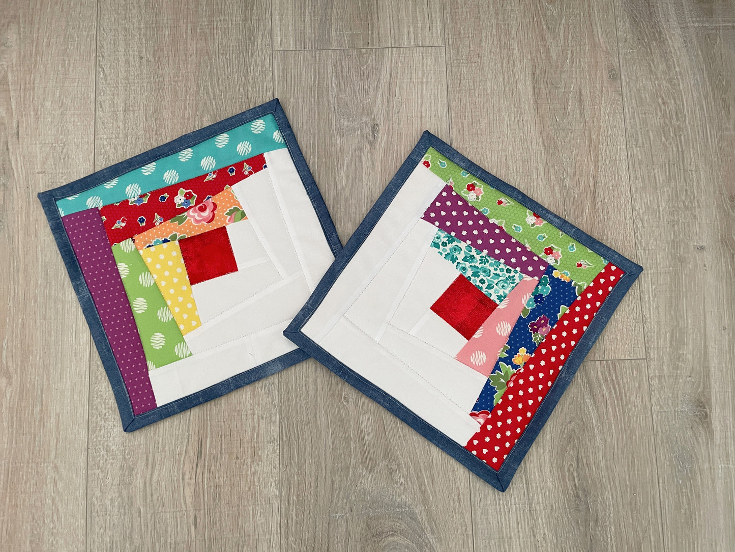 Quilted Tulip Hot Pads: Modern Spring Table Protectors, Set of 2