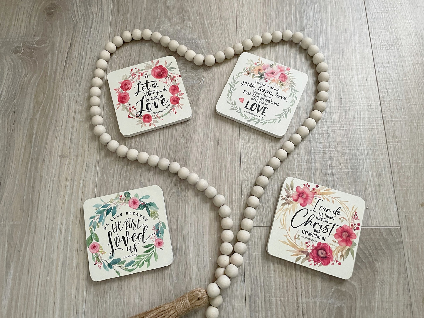 Wood Bible Verse Coasters, Set of 4 Faith Based Gift