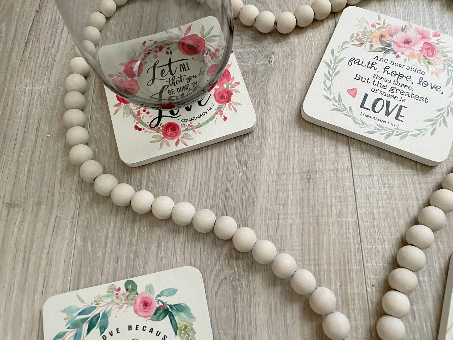 Wood Bible Verse Coasters, Set of 4 Faith Based Gift