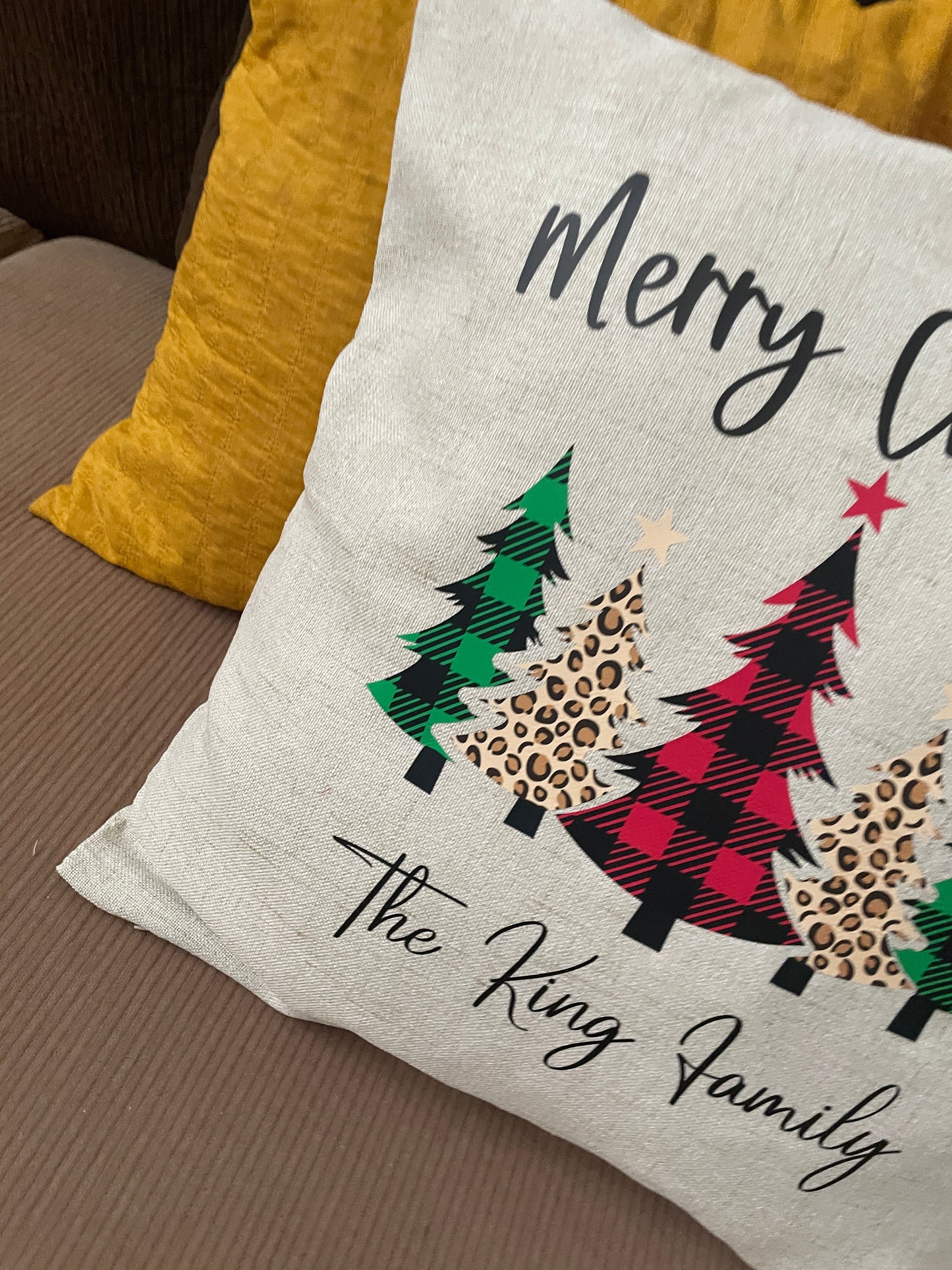 Personalized Christmas Pillow, Family Name Christmas Decor
