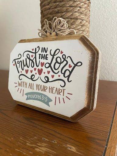 Trust in the LORD sign, Bible Verse Wood Sign, Rustic Faith Based Gift