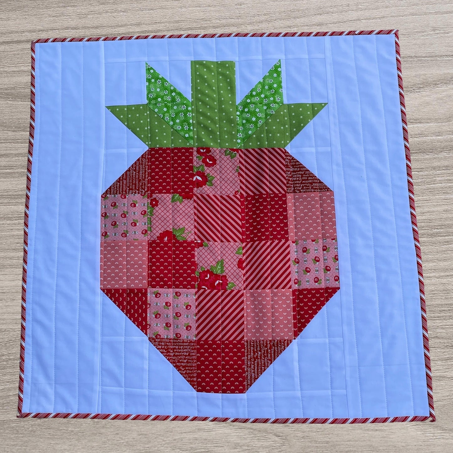 Strawberry Patchwork Quilted Table Topper