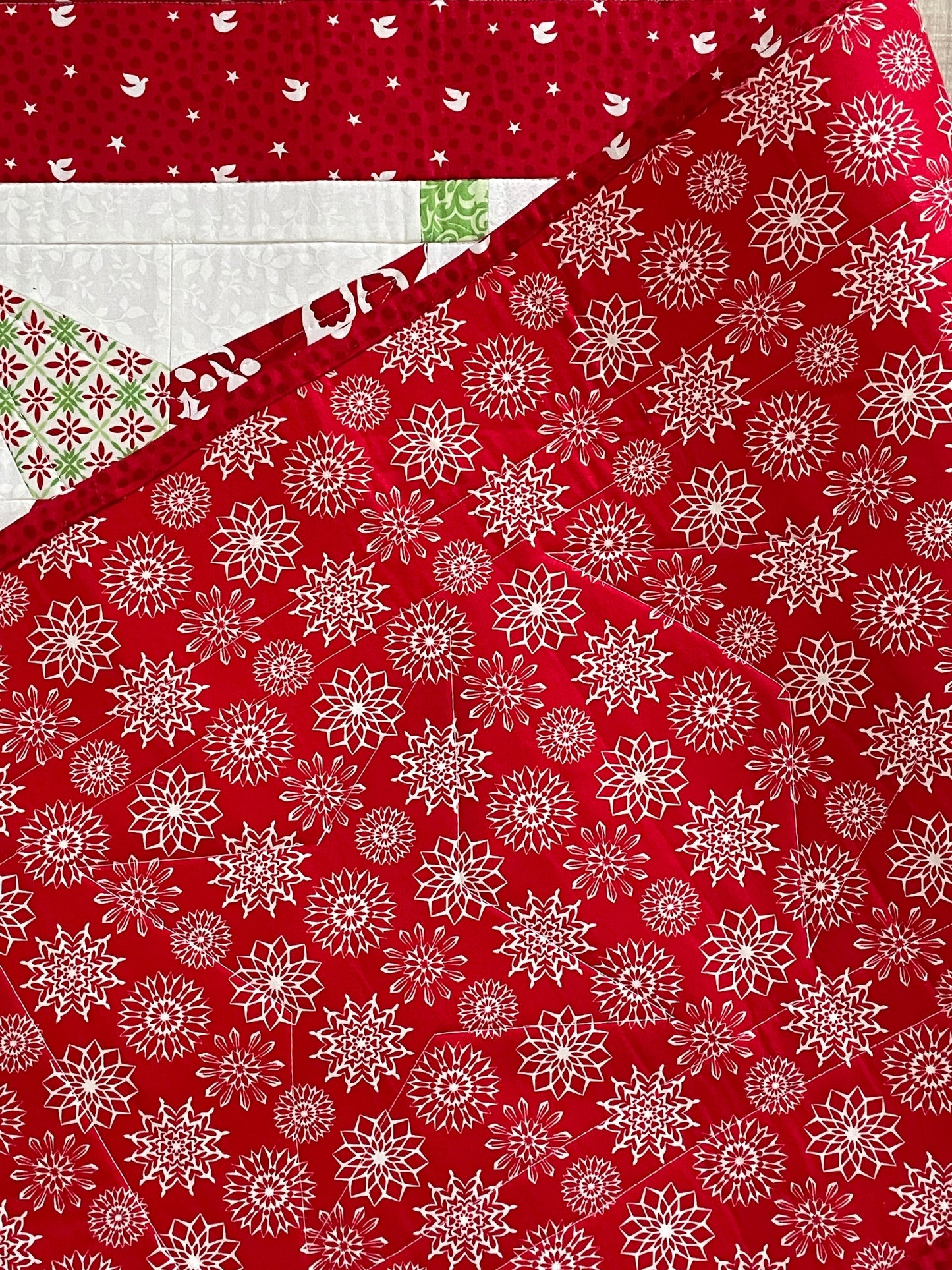 Quilted Christmas Star Table Runner, Contemporary Home Decor