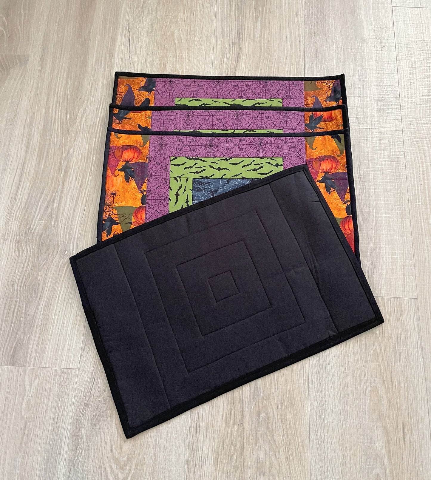 Modern Halloween Quilted Placemats, Set of 4