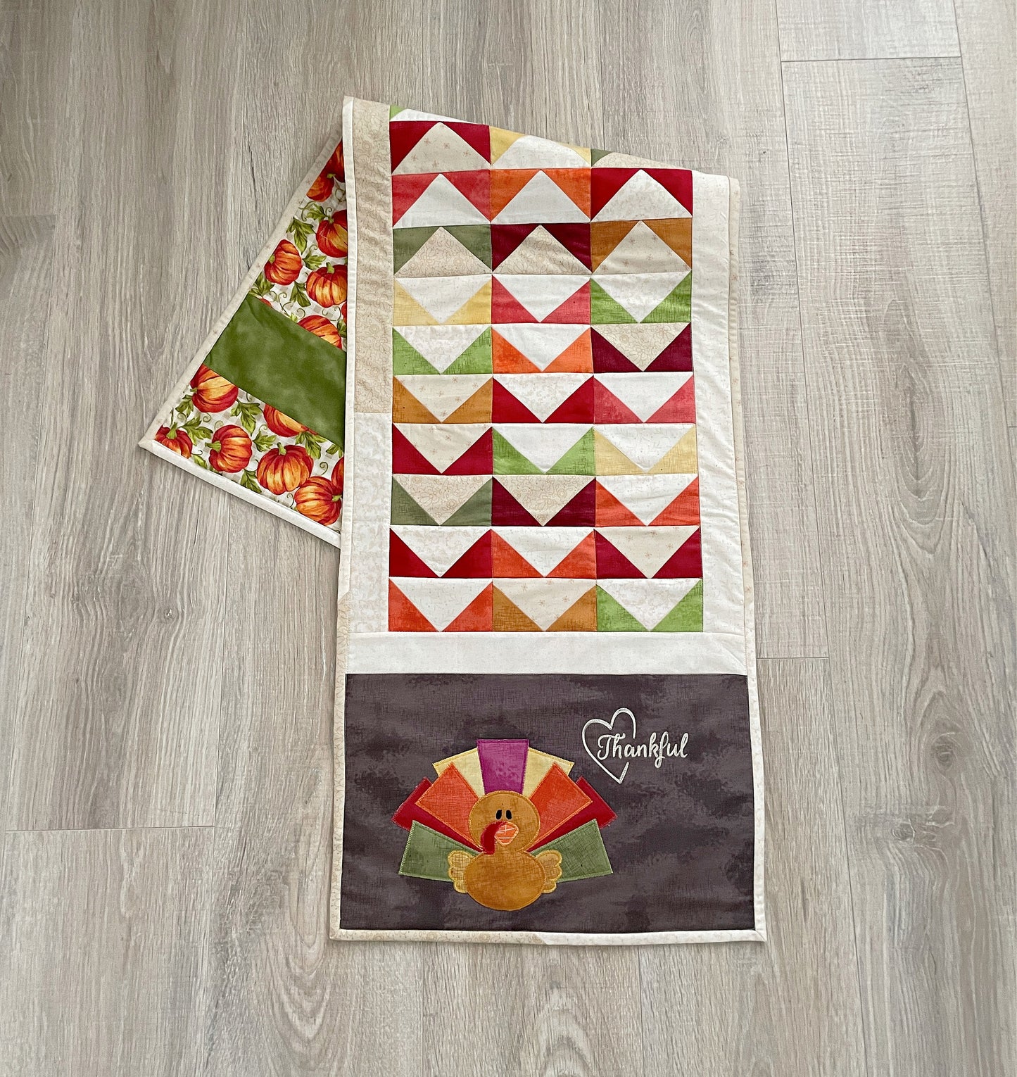Quilted Fall/Autumn Thanksgiving Table Runner