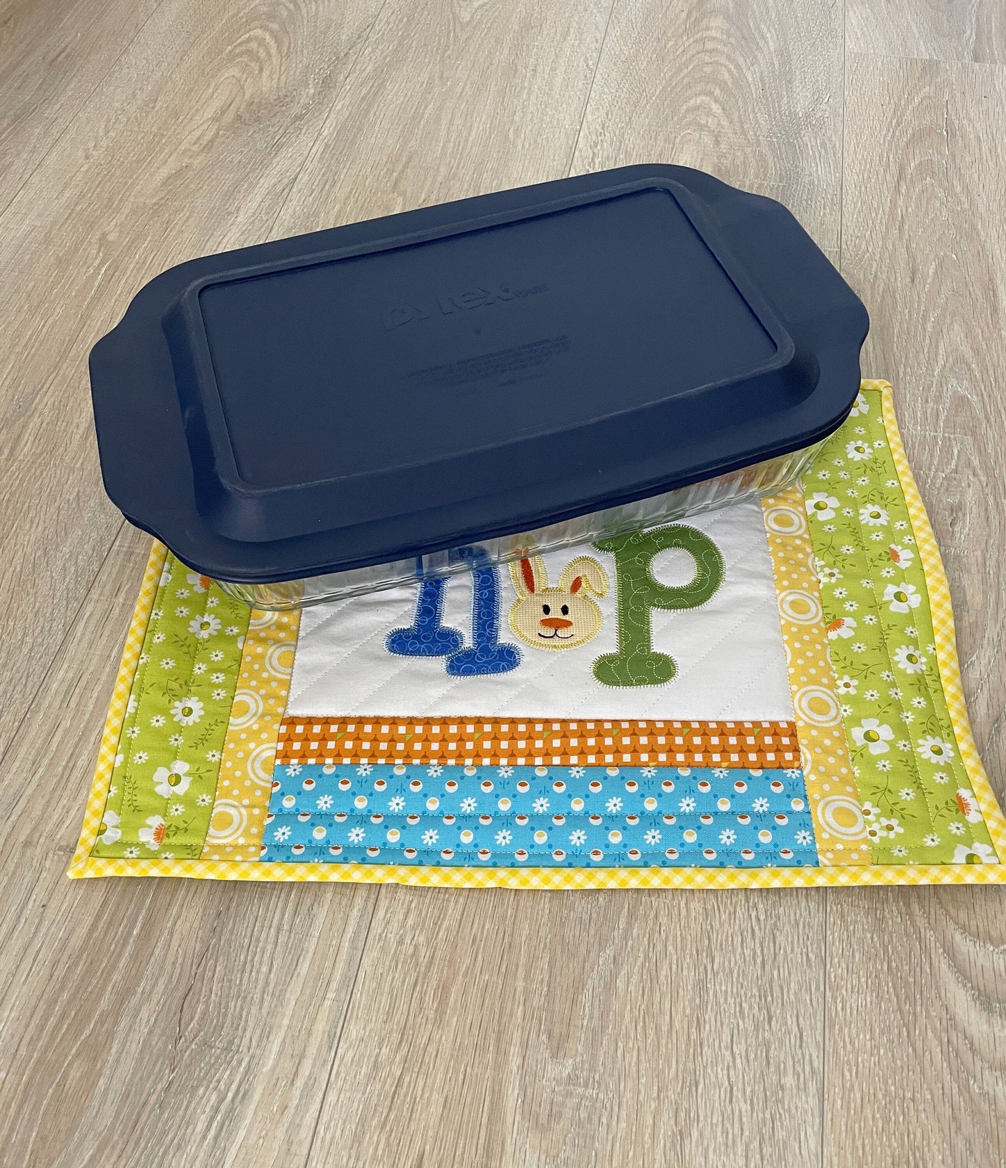 Spring Table Decor, Quilted Casserole Hot Pad and Trivet